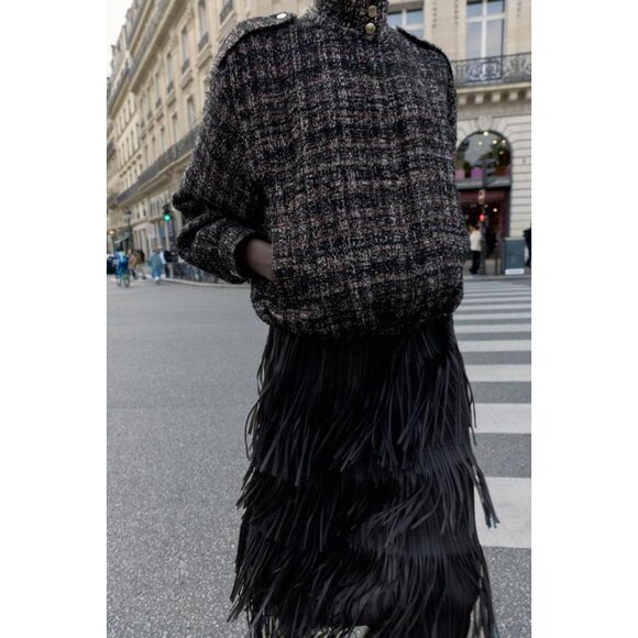 ZARA FRINGED MIDI SKIRT - Picture 5 of 8